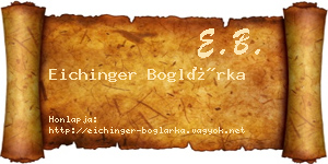 Eichinger Boglárka névjegykártya